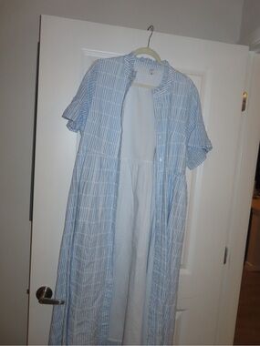 crown & ivy Light Blue and White Striped Maxi Dress